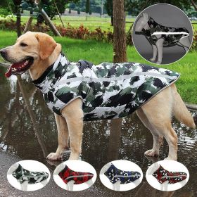 Winter windproof dog warm clothing; dog jacket; dog reflective clothes (colour: Blue grid, size: S)