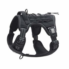 Tactical Dog Harness for Small Medium Dogs No Pull Adjustable Pet Harness Reflective K9 Working Training Easy Control Pet Vest Military Service Dog Ha (Color: Black, size: S(Neck)