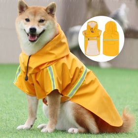 large and small dog raincoat cloak type reflective strip pet raincoat windproof rainproof dog hooded raincoat (colour: Yellow, size: XL (5-9 kg))