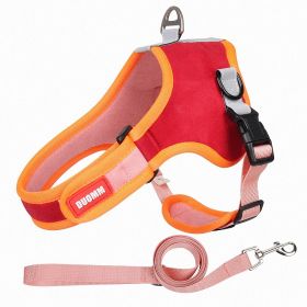 dog Harnesses and dog leash set; Suede Pet Chest Strap Saddle Vest Style Dog Chest Back Reflective Dog Strap Dog Rope Wholesale (colour: Red, Specification (L * W): XL)