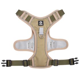 dog Harnesses; Cross border New Pet Towing Rope Vest Large Dog Chest Strap Reflective Explosion proof Flushing Dog Towing Rope (colour: Khaki, Specification (L * W): S)